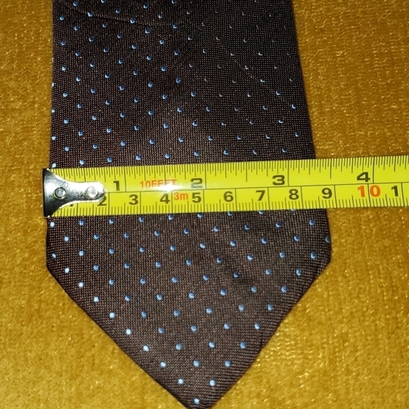 Dark Brown Tie with Small Blue Dots - NEW - Picture 7 of 7
